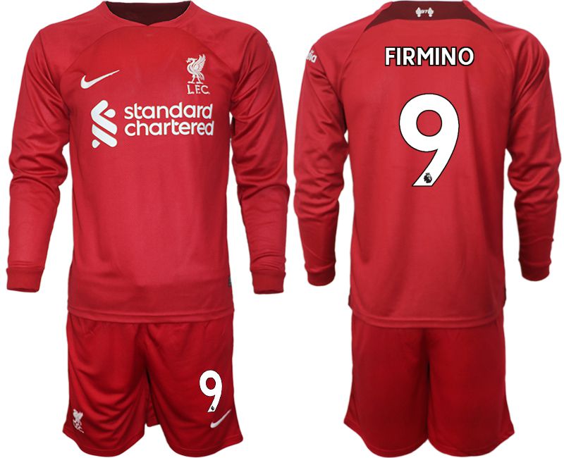 Men 2022-2023 Club Liverpool home long sleeves red 9 Soccer Jersey